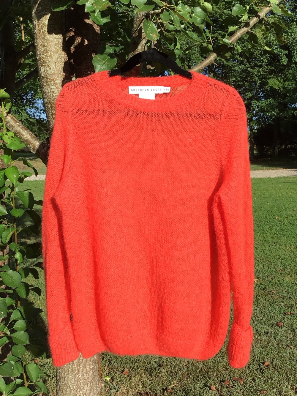 Gretchen Scott Coral-Fizzy Knit Mohair-Merino Wool Crewneck Oversized Sweater